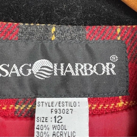 Vintage SAG HARBOR Wool Blend Plaid Blazer Women’s Size 12 Single Button Closure - Picture 7 of 10